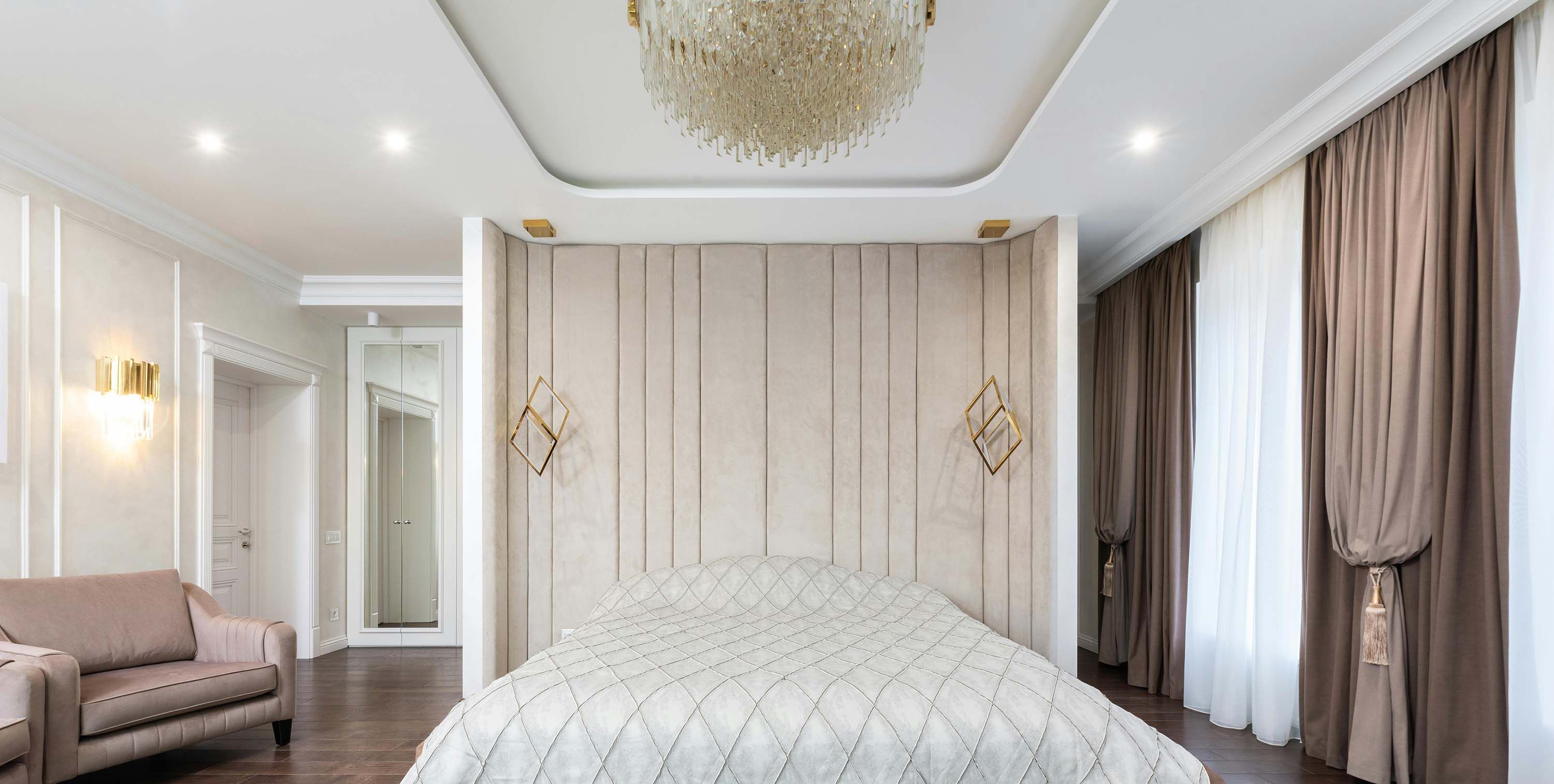 master suite with beige color schemes